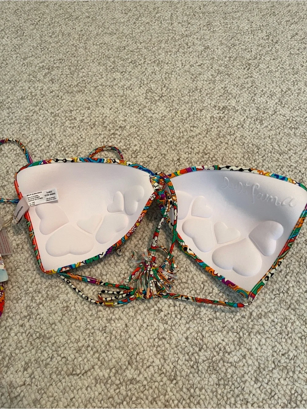 NWT Luli Fama Samba Caracol Multicolor Paisley Tie-Front Bikini Set XL